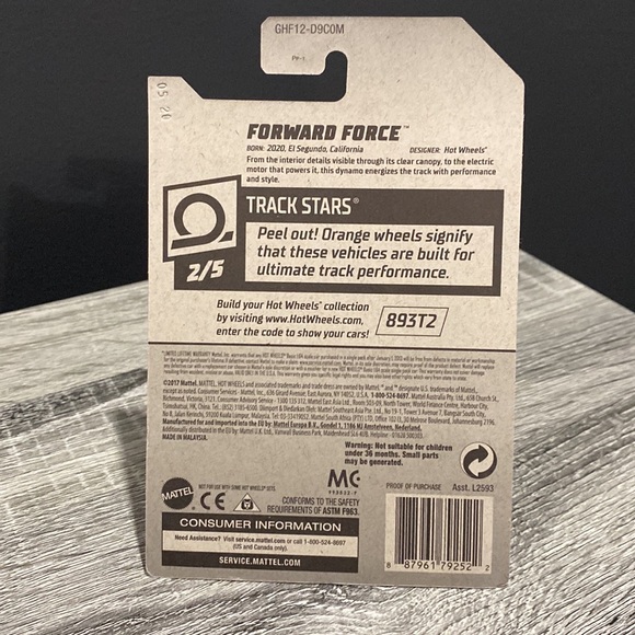 Hot Wheels | Track Stars #2 of 5: Forward Force Car - 1:64 Scale Die Cast - Picture 2 of 9